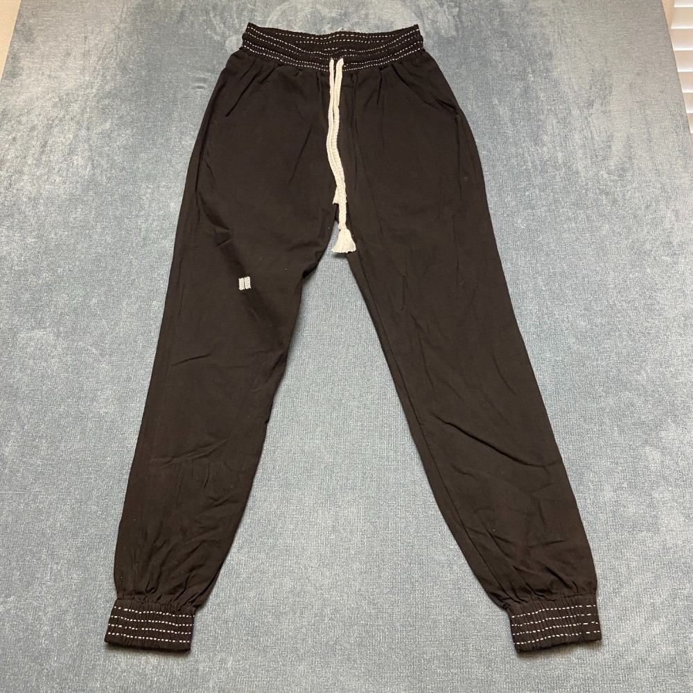 Life Et Muerte Jogger Pants Womens 24 Black Drawstring Waist Pockets Tapered Leg